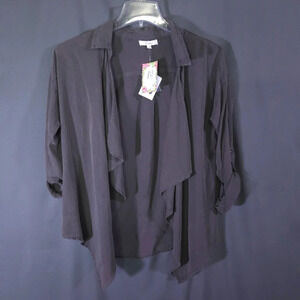 NWT Wishlist Make Your Move Jacket Size Small Charcoal‎ Rolled Sleeve Tencel